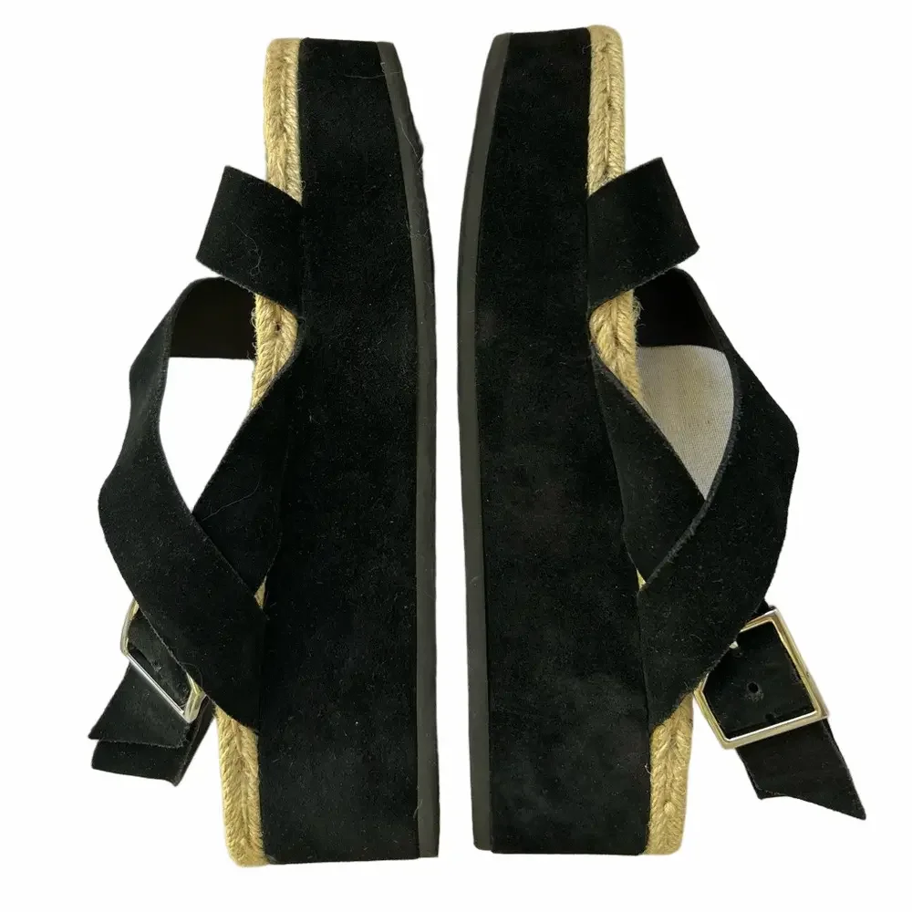 Rag & Bone Megan Espadrille Black Size 40  Sandals Suede Platform Shoes